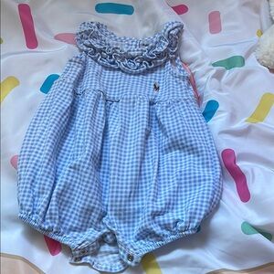 Blue Gingham Baby Romper